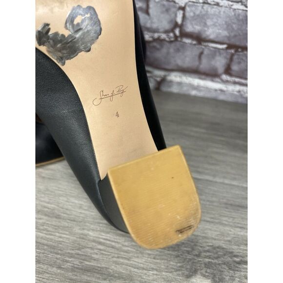 Shoes of Prey Black Leather Round Toe Pumps Block Heels Women’s Sz 4M US/34EU - Picture 7 of 16